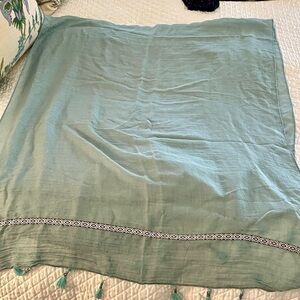 Teal Throw Blanket with Tassels